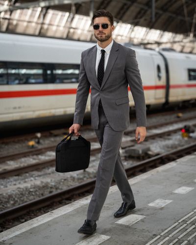 Grey Wool Suit for Work